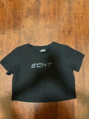 ECHT Cropped Tee, T-shirt, Crop Top, black - S